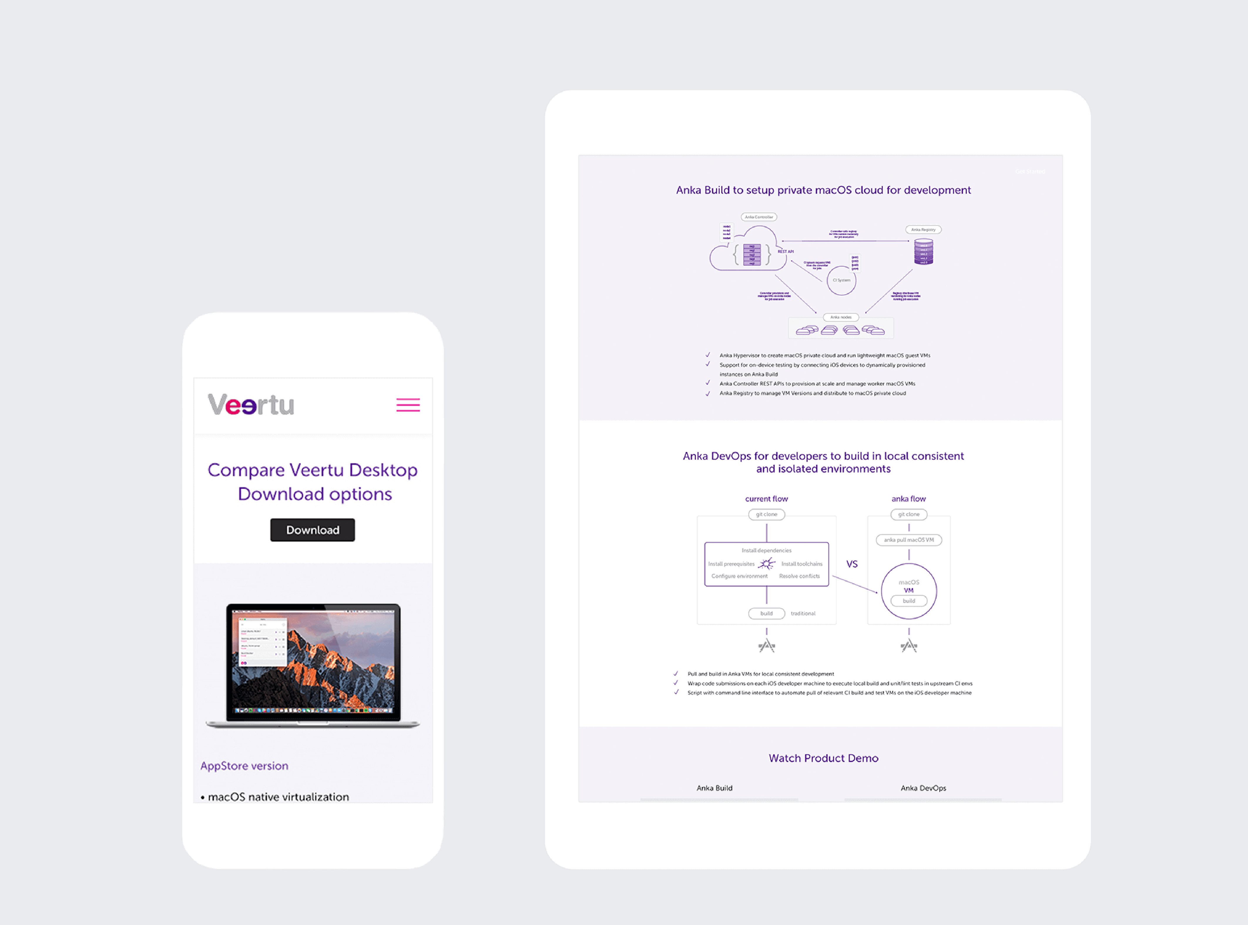 Veertu's website design.
